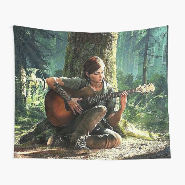 Girl Playing Acoustic Guitar Music Tapestry 2