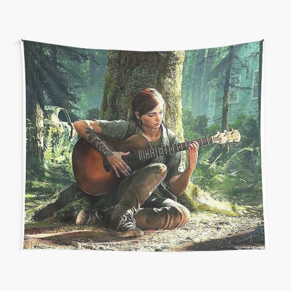 The Last of Us Ellie Playing Guitar Artwork Tapestry 2